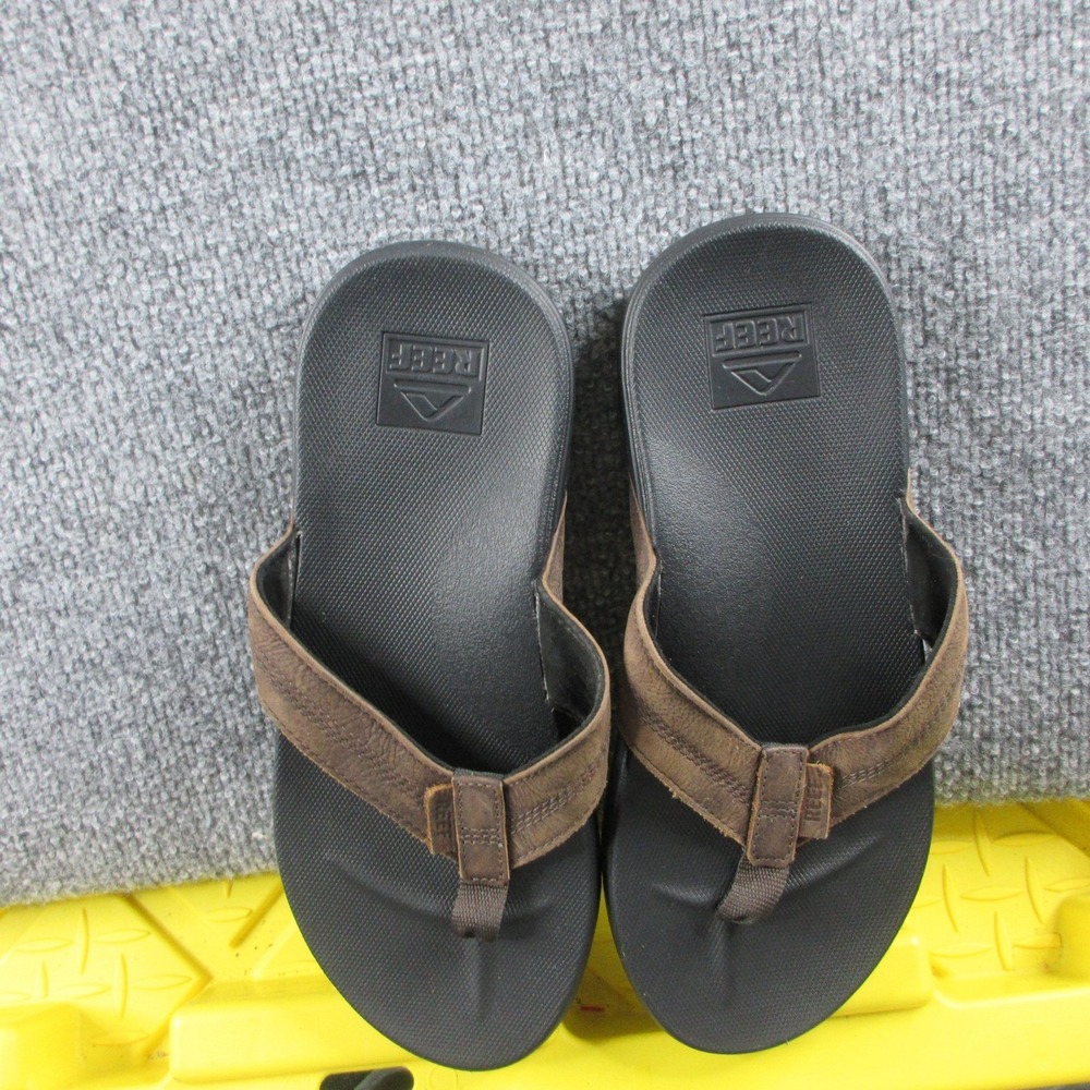 Reef Sandals Mens Size 10 Brown Leather Thong Flip Flop Comfort Slip On Beach